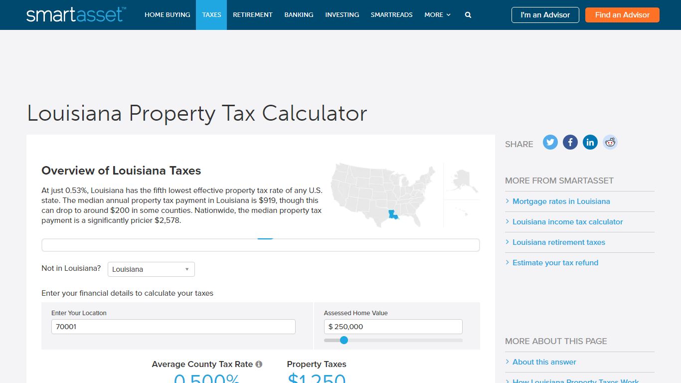 Louisiana Property Tax Calculator - SmartAsset